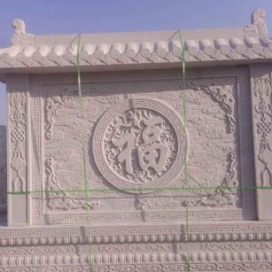 淄博 芝麻白花岗岩屏风，照壁，影壁