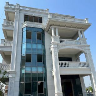 淄博 芝麻白花岗岩别墅外墙干挂效果展示