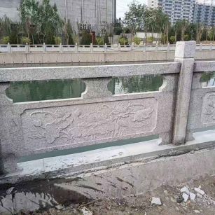 淄博 芙蓉白大花桥梁、河道，石材栏杆、围栏、护栏